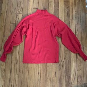 Red puff sleeve sweater